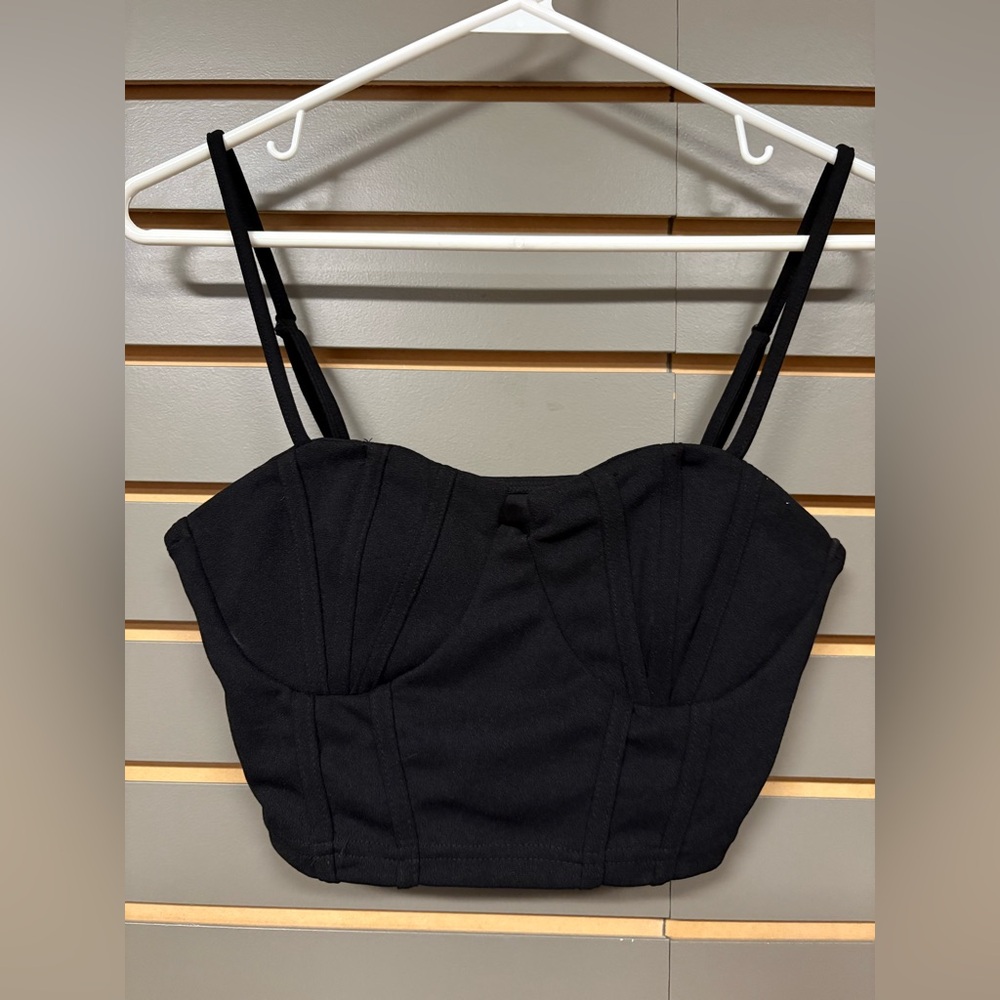 SHEIN Black Strappy Structured Bra Bodysuit, size S